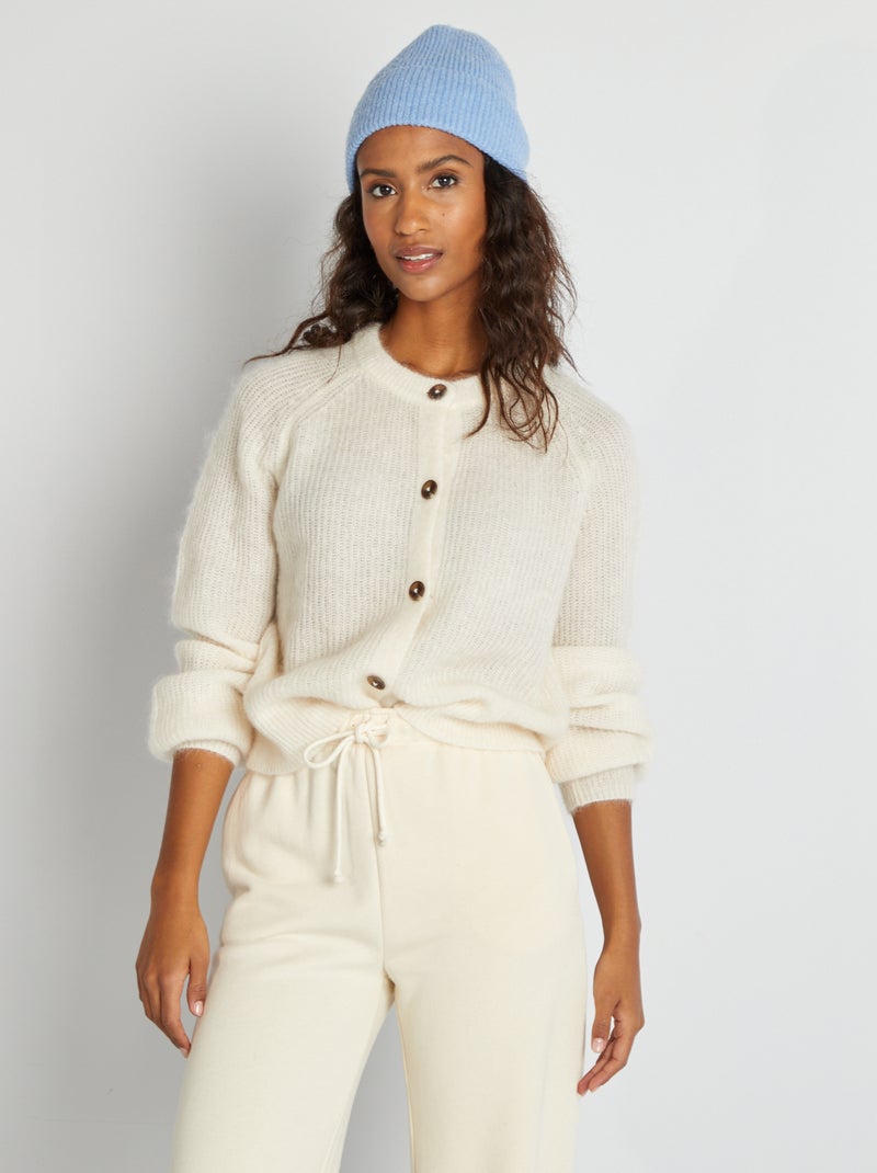 Cardigan in misto lana e mohair BIANCO - Kiabi