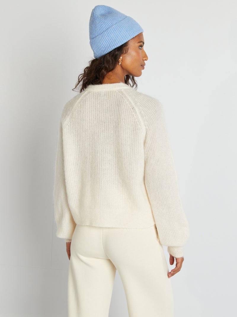 Cardigan in misto lana e mohair BIANCO - Kiabi