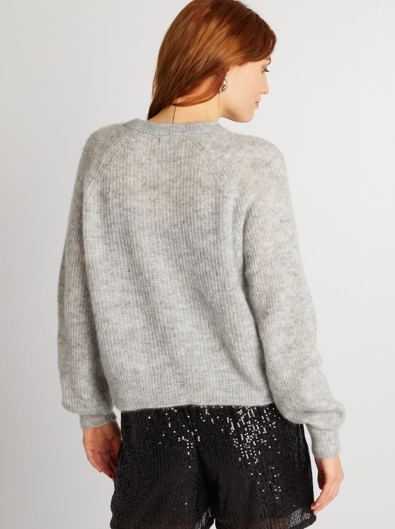 Cardigan in misto lana e mohair GRIGIO - Kiabi