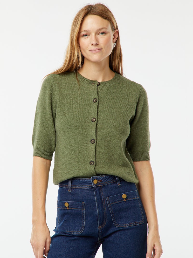Cardigan in misto lana Verde - Kiabi