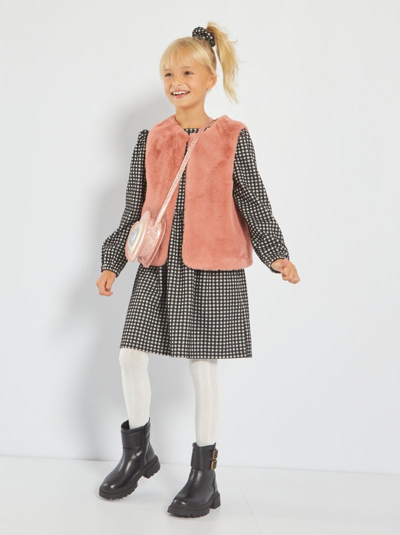 Cardigan in pelliccia ecologica rosa - Kiabi