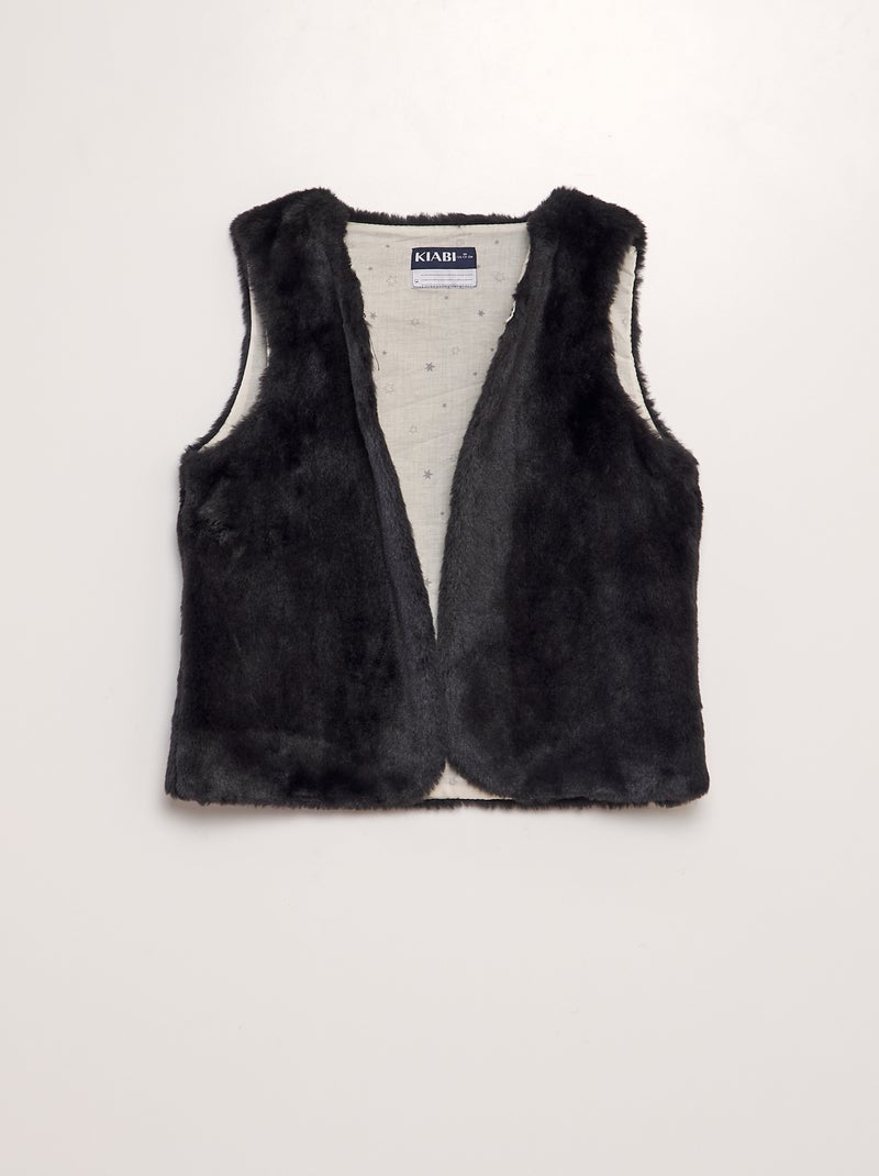 Cardigan in pelliccia ecologica senza maniche NERO - Kiabi