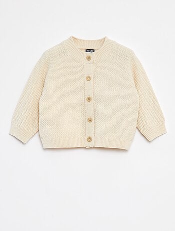 Cardigan in punto legaccio con allacciatura con bottoni