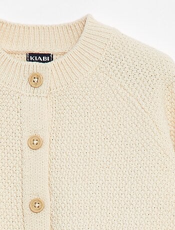 Cardigan in punto legaccio con allacciatura con bottoni