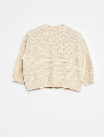 Cardigan in punto legaccio con allacciatura con bottoni