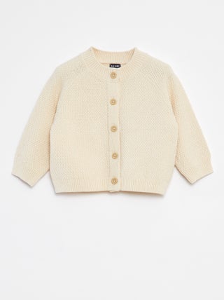 Cardigan in punto legaccio con allacciatura con bottoni