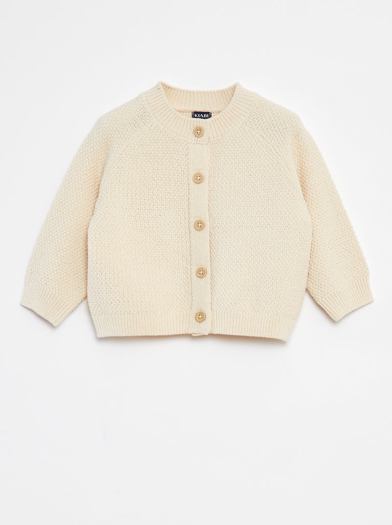 Cardigan in punto legaccio con allacciatura con bottoni Beige - Kiabi