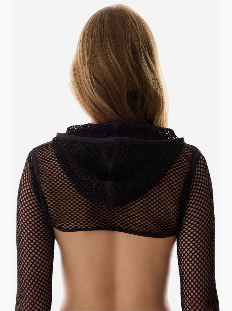 Cardigan in rete maniche lunghe penti Nero - Kiabi