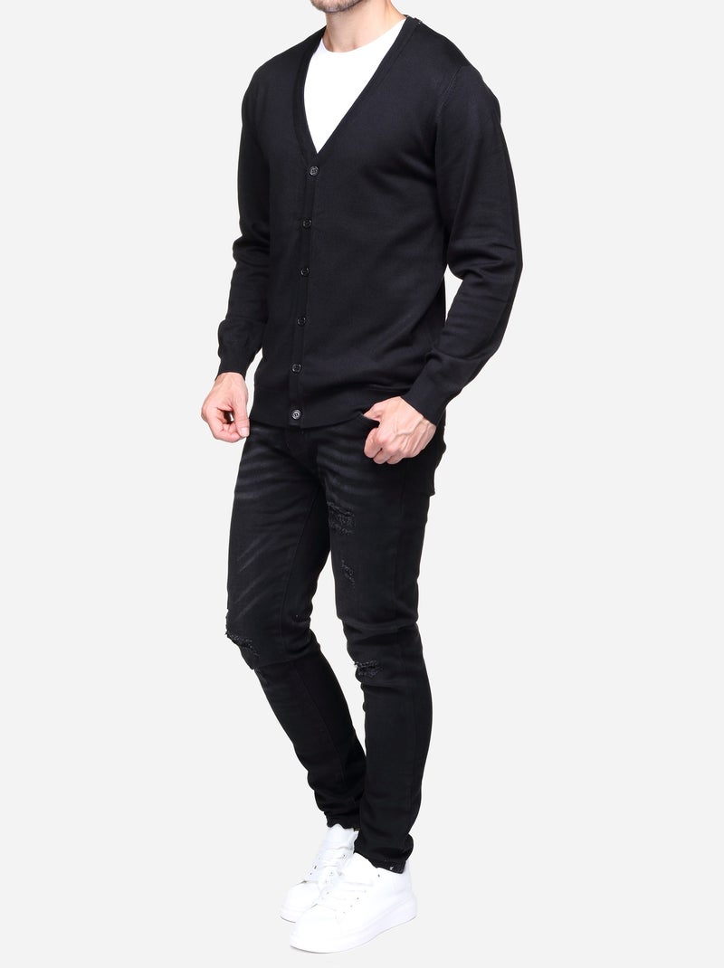 Cardigan in tessuto morbido - Frilivin Nero - Kiabi