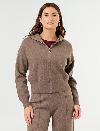 Cardigan in tessuto ottoman con cappuccio