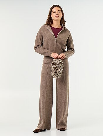 Cardigan in tessuto ottoman con cappuccio