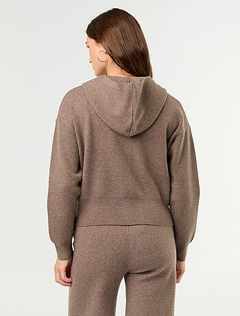 Cardigan in tessuto ottoman con cappuccio