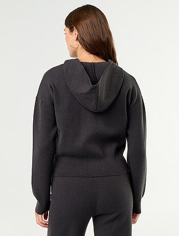 Cardigan in tessuto ottoman con cappuccio