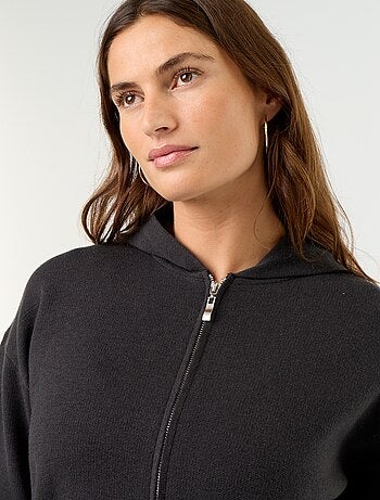 Cardigan in tessuto ottoman con cappuccio