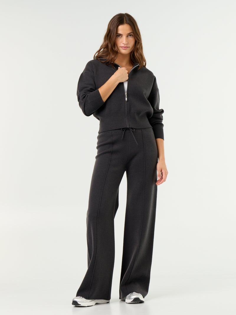 Cardigan in tessuto ottoman con cappuccio Nero - Kiabi
