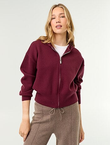 Cardigan in tessuto ottoman con cappuccio