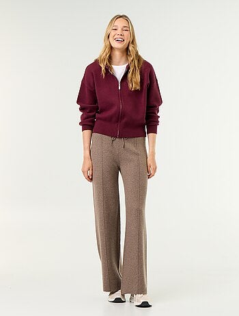 Cardigan in tessuto ottoman con cappuccio