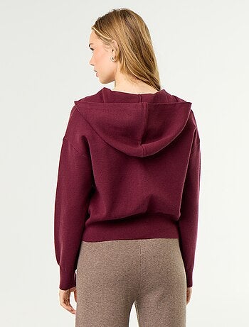 Cardigan in tessuto ottoman con cappuccio