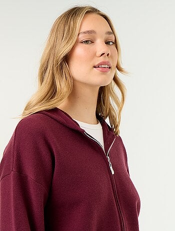 Cardigan in tessuto ottoman con cappuccio