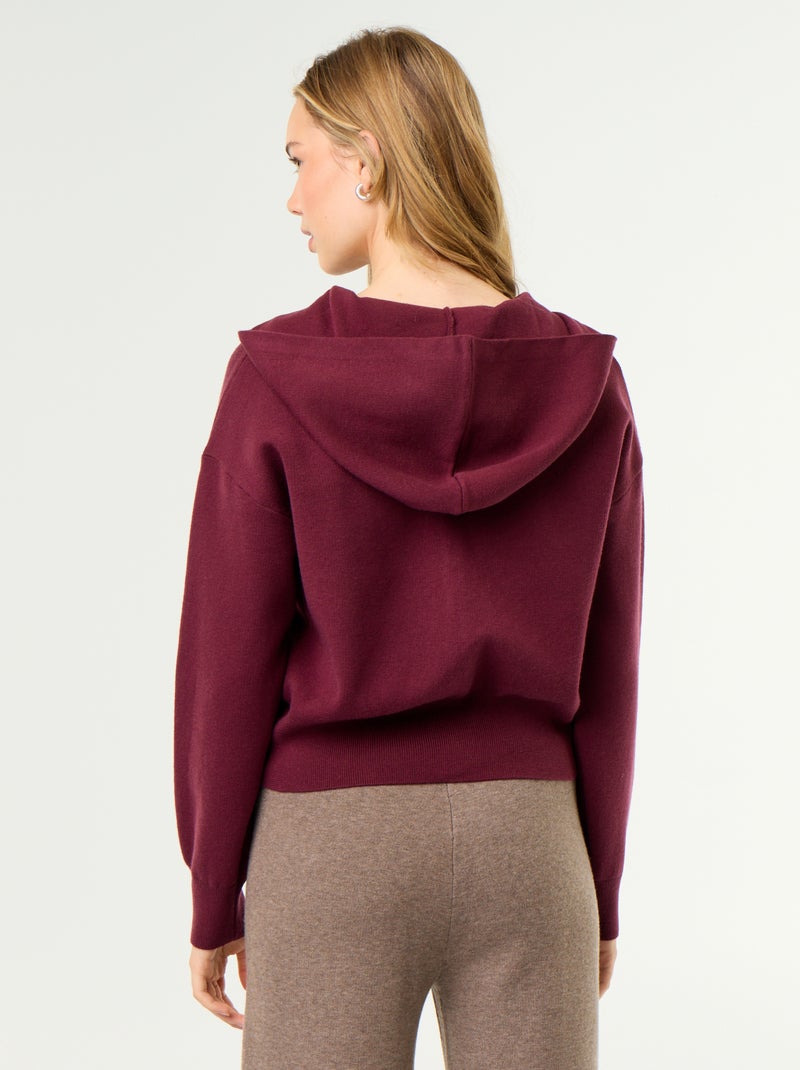 Cardigan in tessuto ottoman con cappuccio Rosa - Kiabi