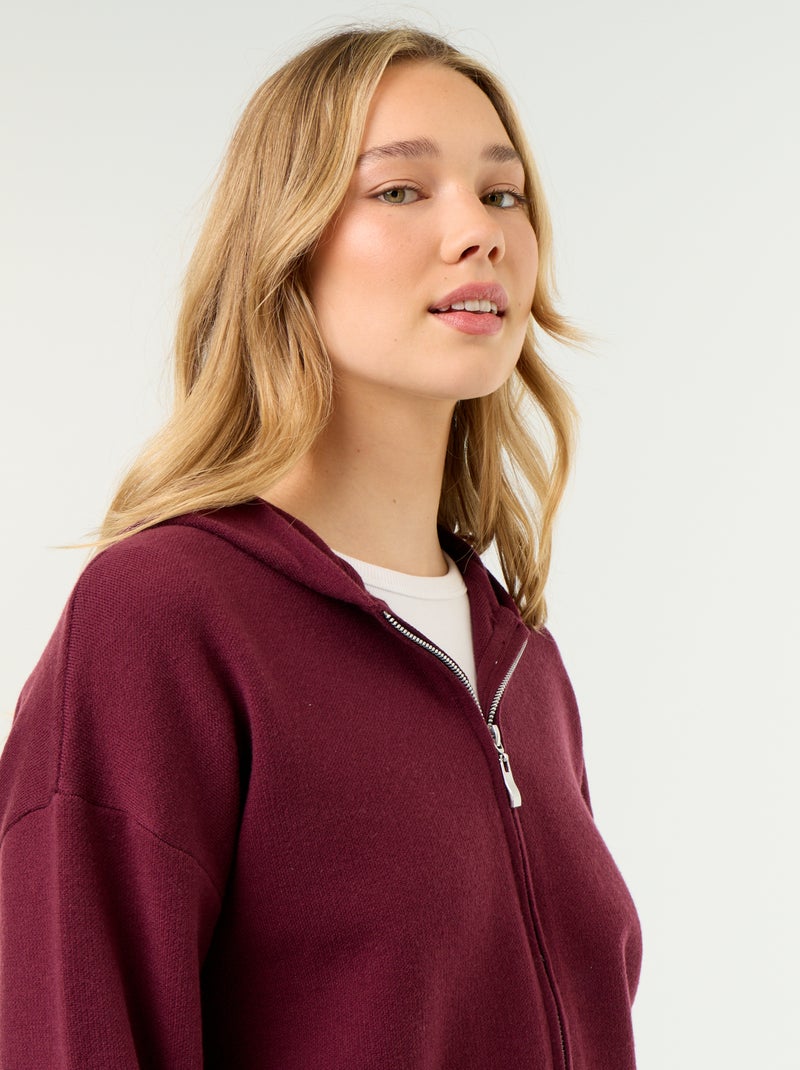Cardigan in tessuto ottoman con cappuccio Rosa - Kiabi