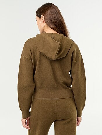 Cardigan in tessuto ottoman con cappuccio