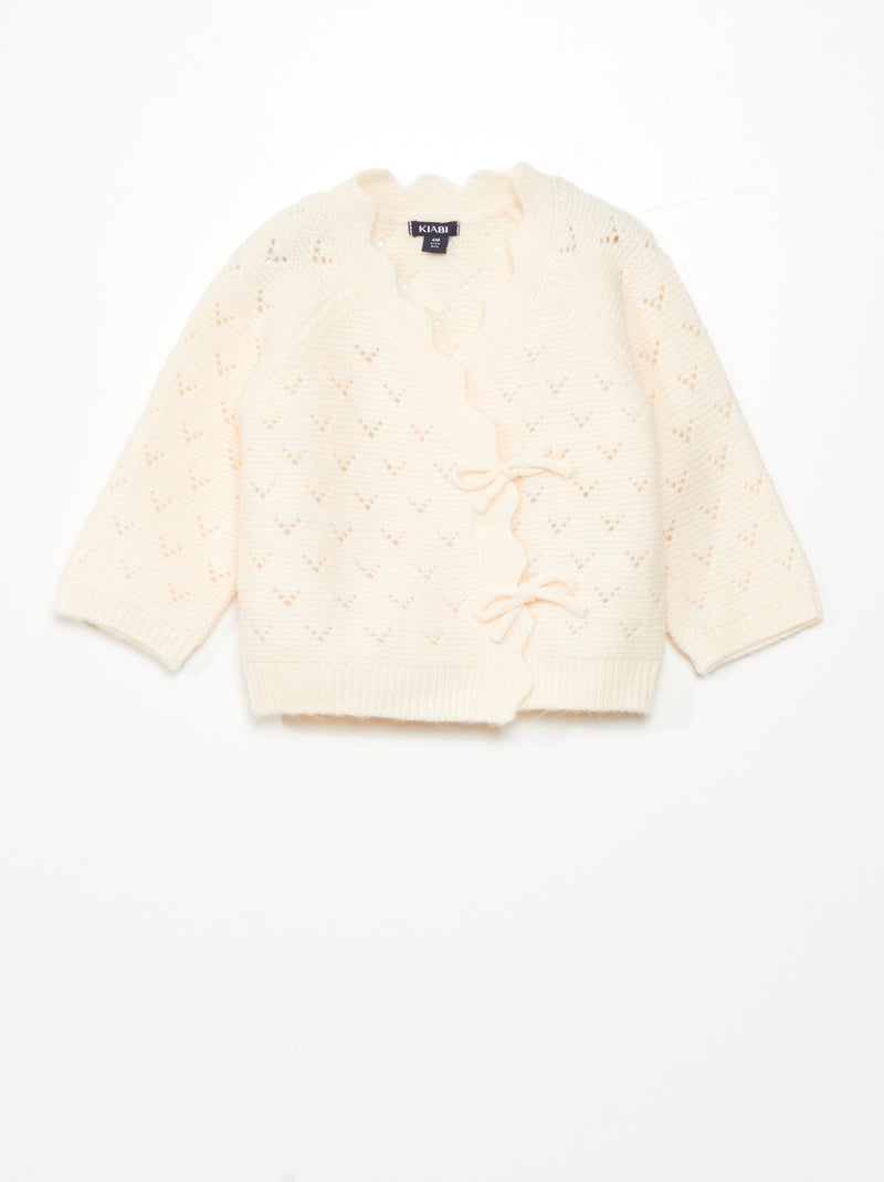 Cardigan incrociato in maglia fantasia Bianco - Kiabi