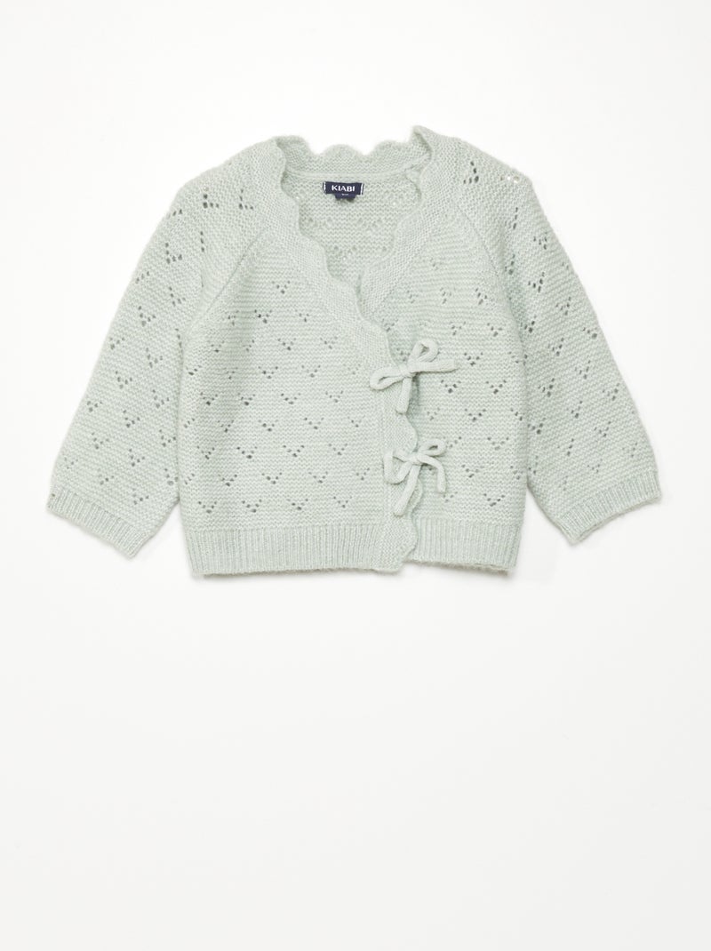 Cardigan incrociato in maglia fantasia Verde celadon - Kiabi