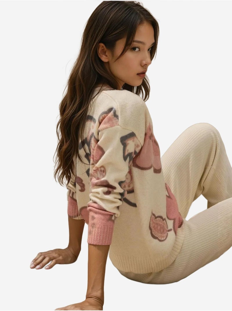 Cardigan jacquard a fiori Avorio - Kiabi