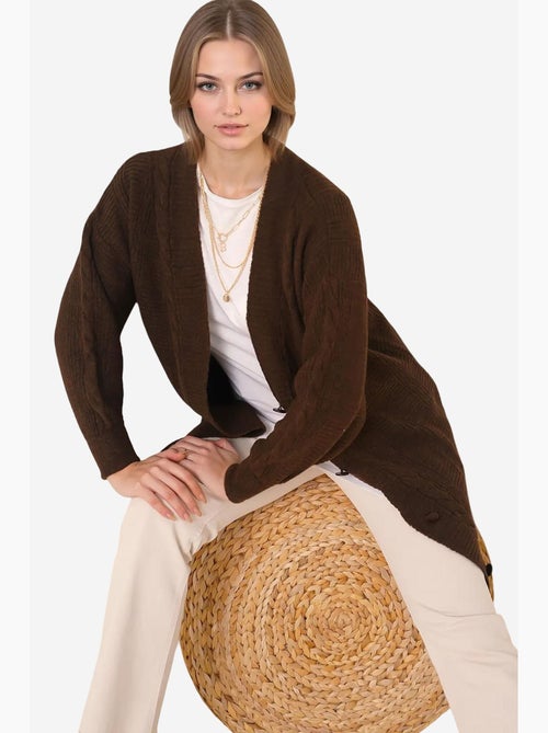 Cardigan jacquard con scollo a v e bottoni bdart - Kiabi Cardigan jacquard con scollo a v e bottoni bdart - Kiabi