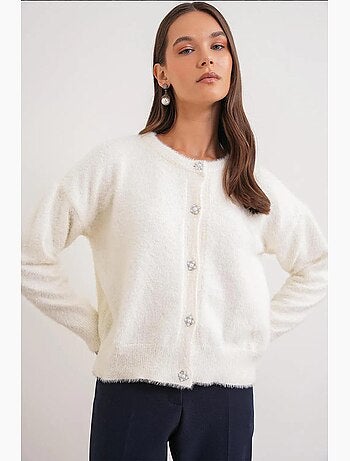 Cardigan jacquard oversize con bottoni mixray