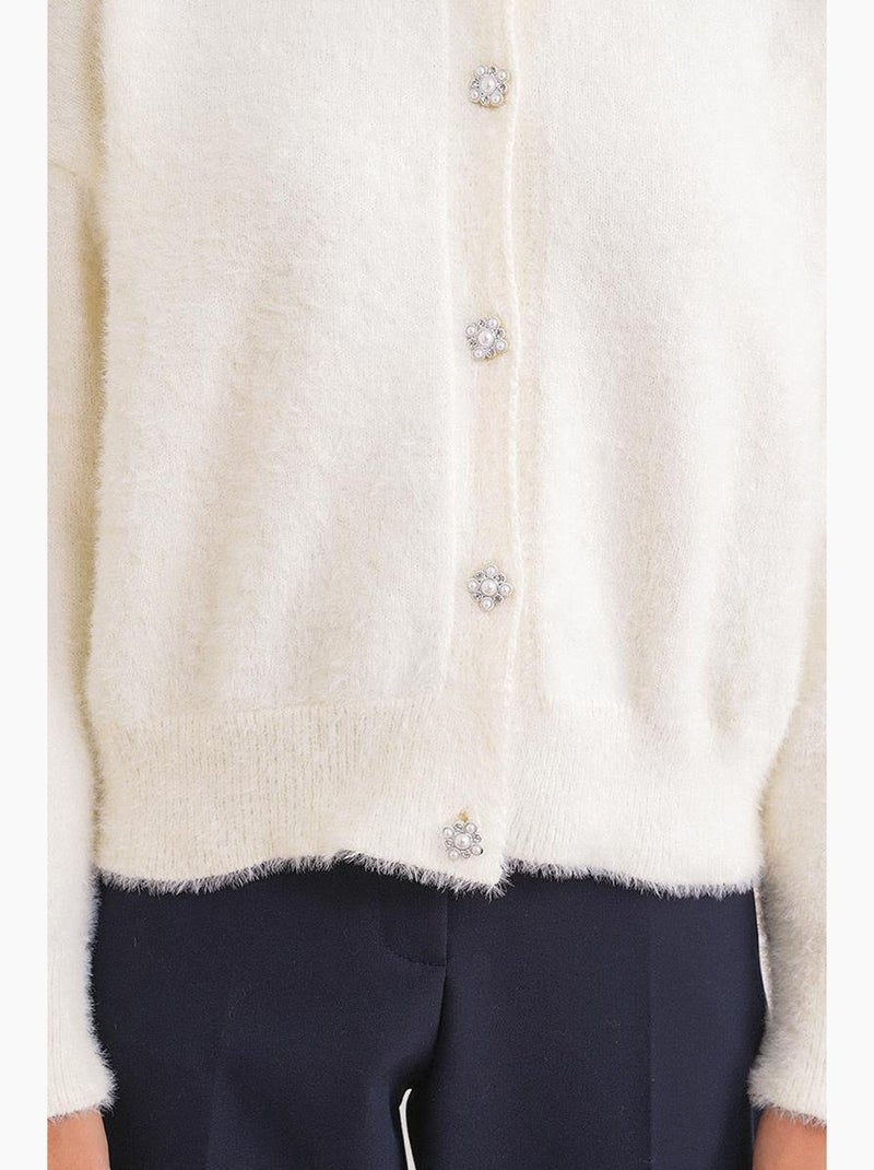 Cardigan jacquard oversize con bottoni mixray Avorio - Kiabi