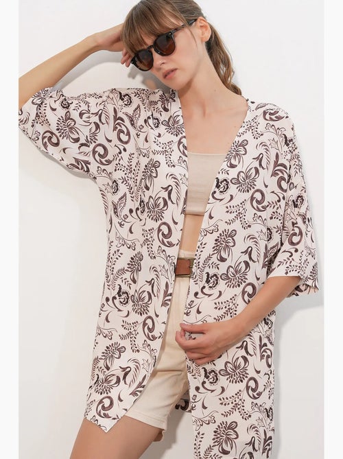 Cardigan kimono lungo stampato in viscosa bdart - Kiabi Cardigan kimono lungo stampato in viscosa bdart - Kiabi