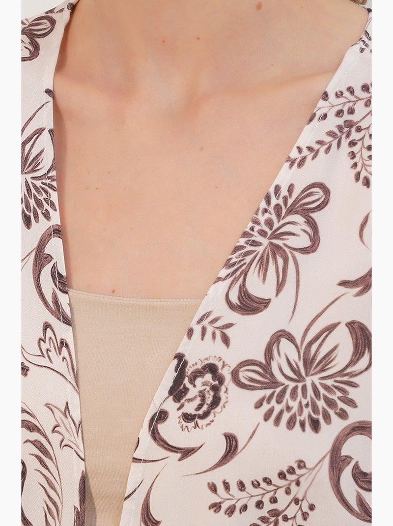 Cardigan kimono lungo stampato in viscosa bdart Bianco sporco - Kiabi