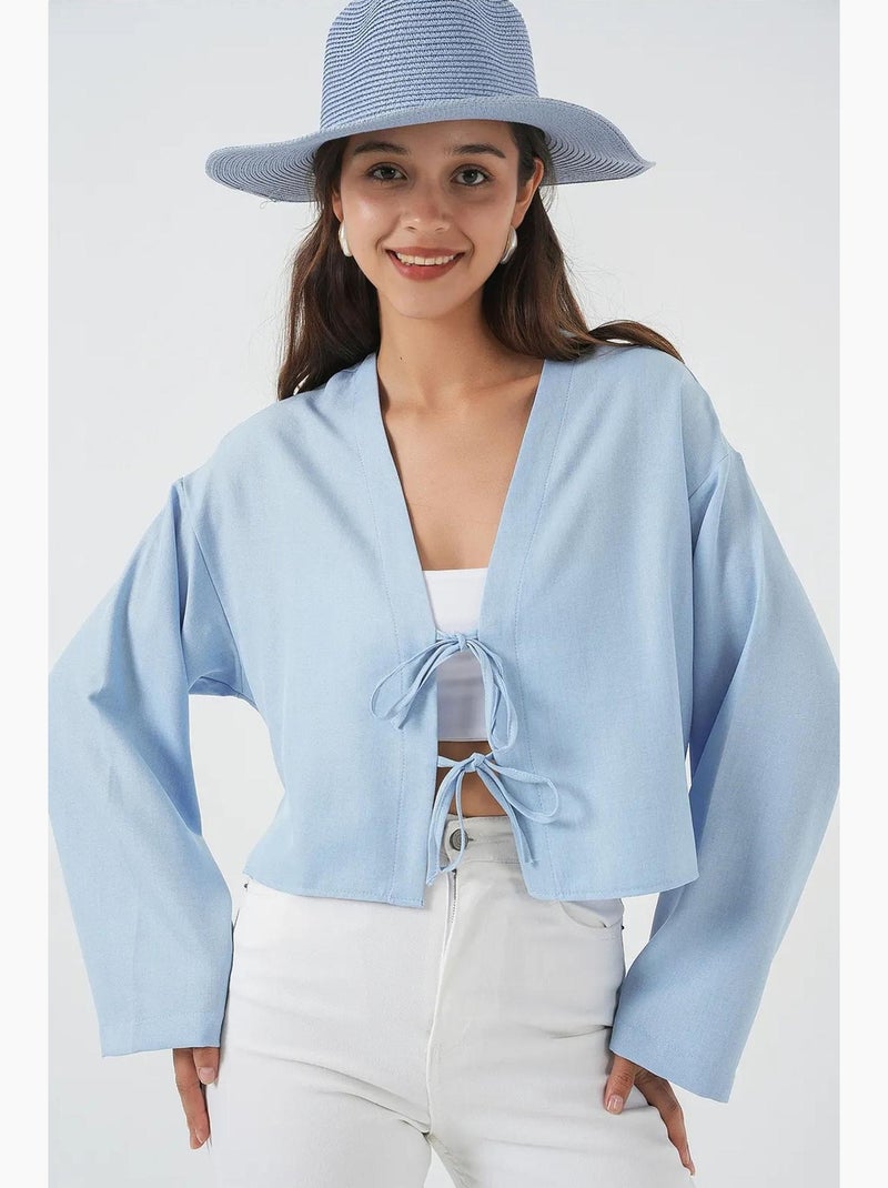 Cardigan kimono scollo a v misto viscosa bdart Blu chiaro - Kiabi
