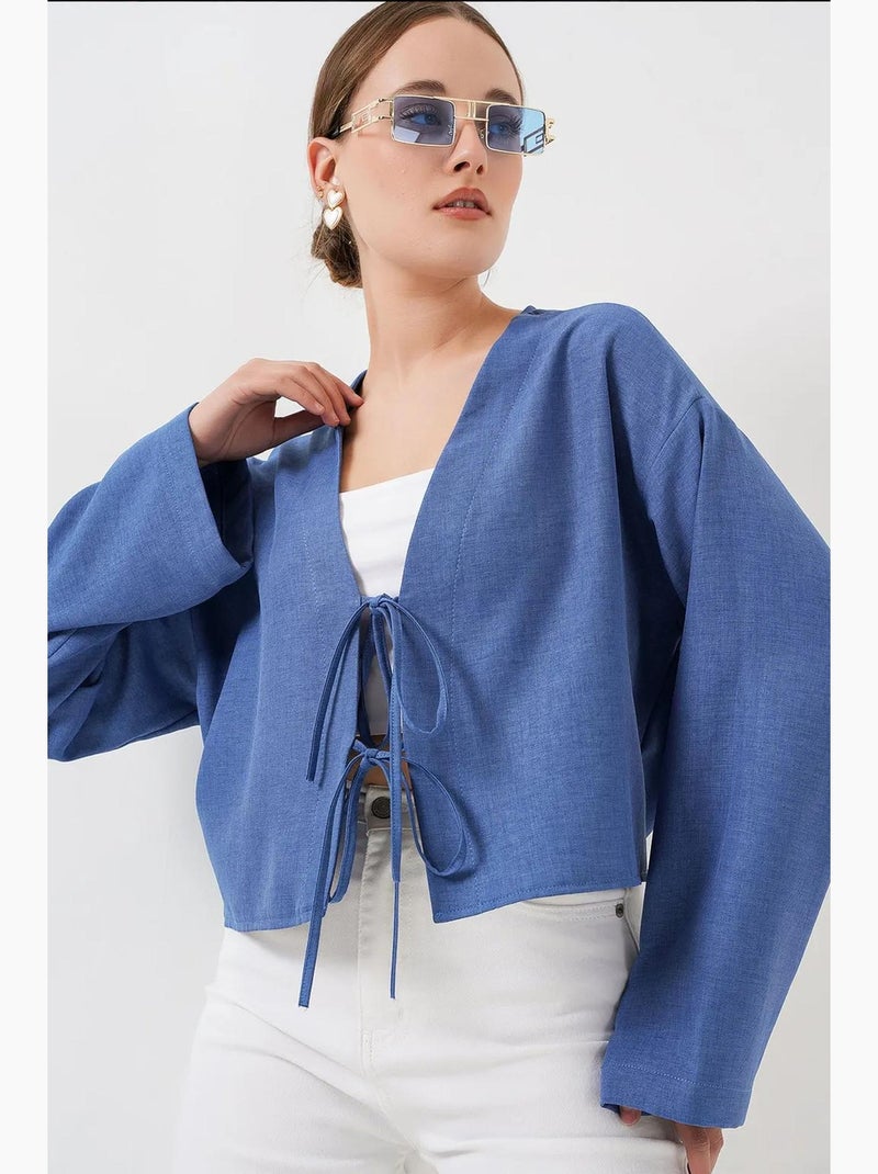 Cardigan kimono scollo a v misto viscosa bdart Blu elettrico - Kiabi