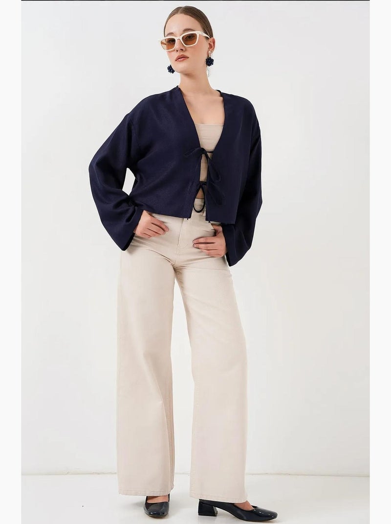 Cardigan kimono scollo a v misto viscosa bdart Blu marino - Kiabi