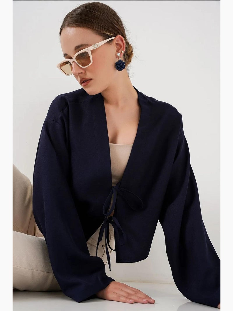 Cardigan kimono scollo a v misto viscosa bdart Blu marino - Kiabi