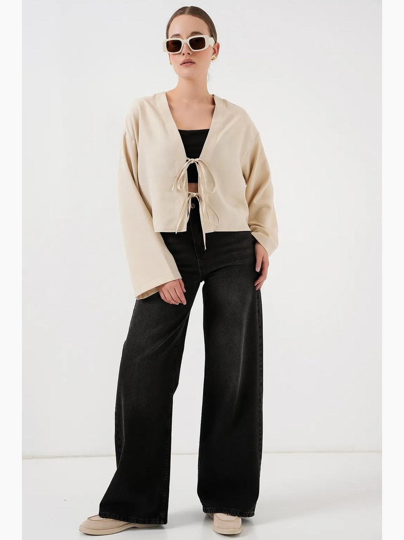 Cardigan kimono scollo a v misto viscosa bdart Crema - Kiabi