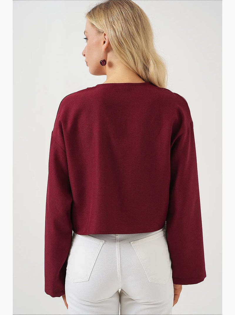 Cardigan kimono scollo a v misto viscosa bdart Rosso bordeaux - Kiabi