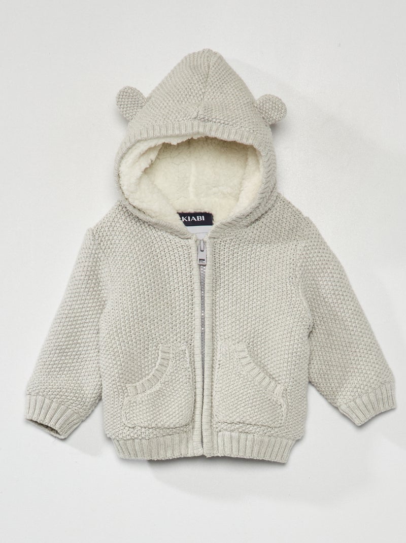 Cardigan lavorato a maglia con cappuccio GRIGIO - Kiabi
