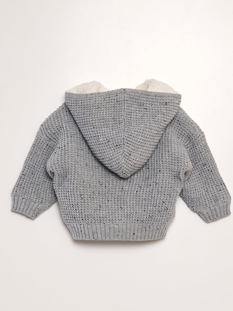 Cardigan lavorato a maglia con cappuccio GRIGIO - Kiabi