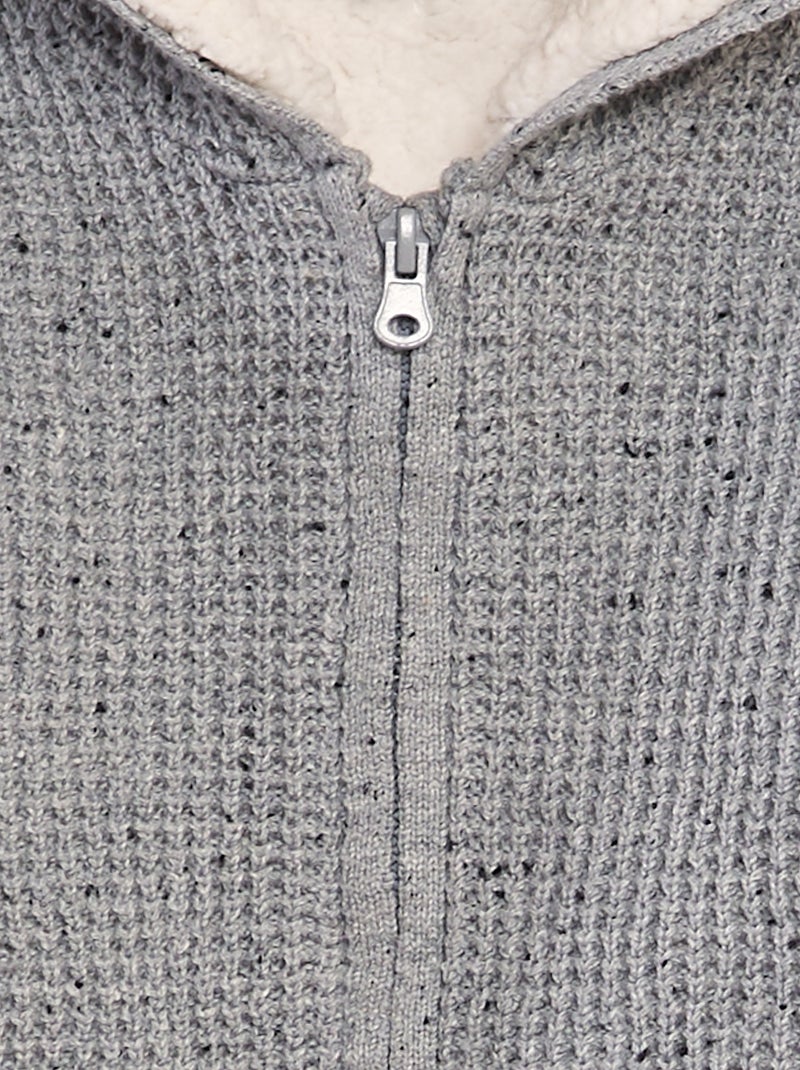 Cardigan lavorato a maglia con cappuccio GRIGIO - Kiabi