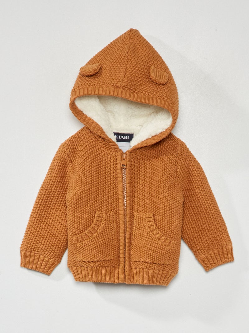 Cardigan lavorato a maglia con cappuccio MARRONE - Kiabi