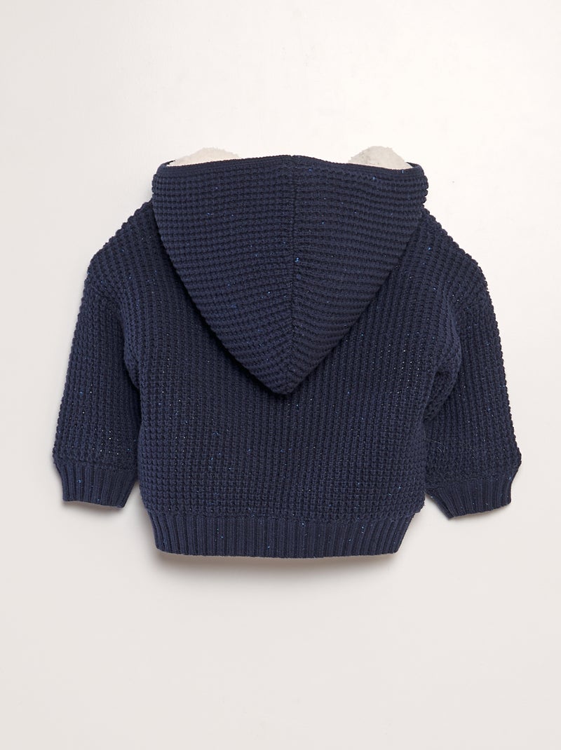Cardigan lavorato a maglia con cappuccio NERO - Kiabi