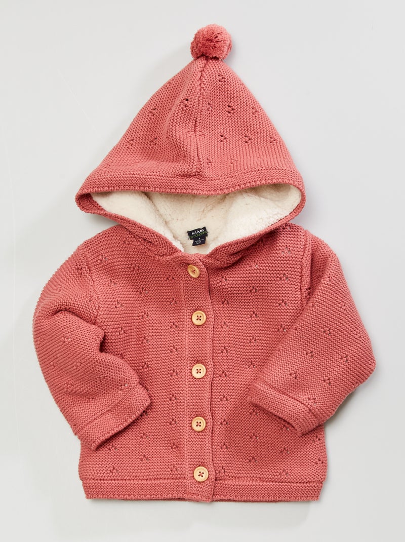 Cardigan lavorato a maglia con cappuccio ROSA - Kiabi