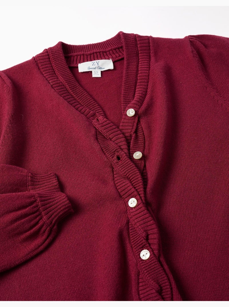 Cardigan lavorato a maglia con dettagli intrecciati Rosso scuro - Kiabi