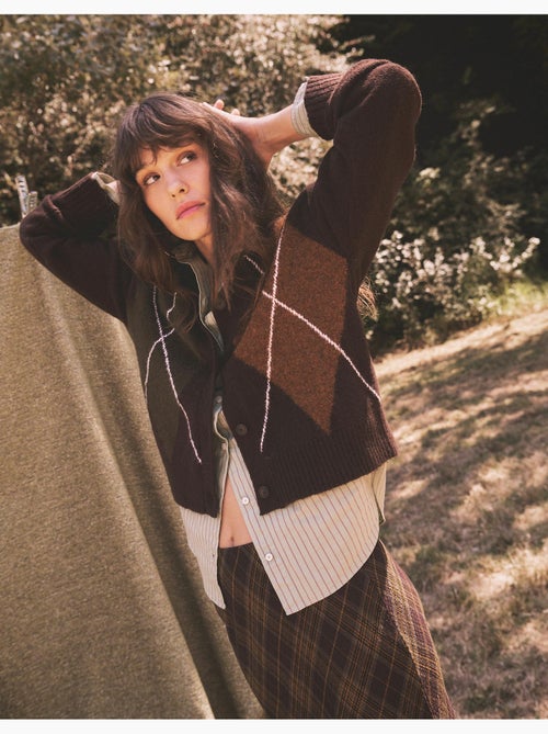 Cardigan lavorato a maglia con diamanti, mo fashion - Kiabi