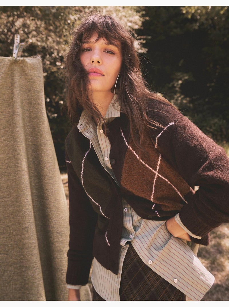 Cardigan lavorato a maglia con diamanti, mo fashion Marrone - Kiabi