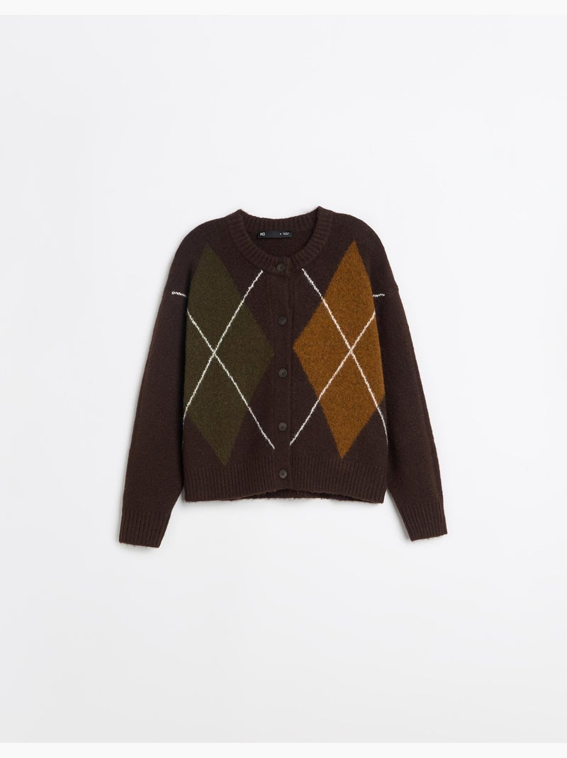 Cardigan lavorato a maglia con diamanti, mo fashion Marrone - Kiabi